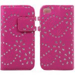 Wholesale iPhone 5C Diamond Flip Leather Wallet Case (Hot Pink)